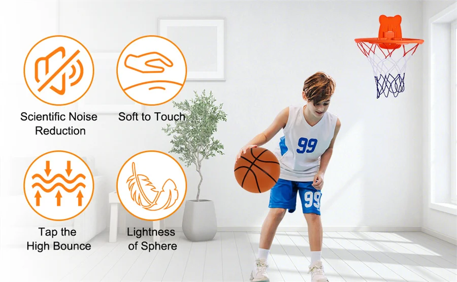 Diameter 24cm Silent Basketball Indoor Practice High Density Soft Mute Bouncing Foam Ball Bounce Quiet Soft Basketball No Noise